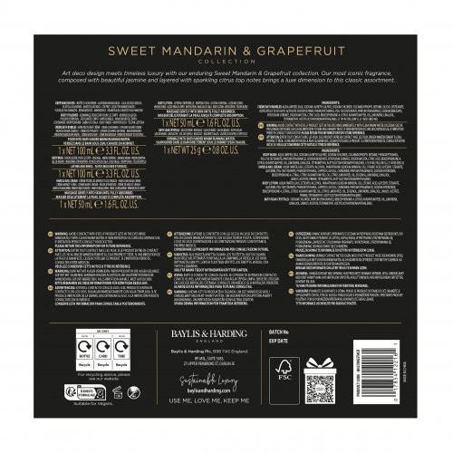 Baylis & Harding Sweet Mandarin & Grapefruit Luxury Pamper Present Gift Box Set Svinīgi iesaiņots ķermeņa kopšanas komplekts