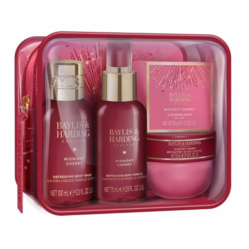 Baylis & Harding Midnight Cherry Luxury Travel Wash Bag Gift Set Dāvanu komplekts