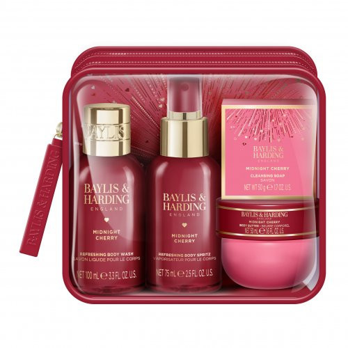 Baylis & Harding Midnight Cherry Luxury Travel Wash Bag Gift Set Dāvanu komplekts