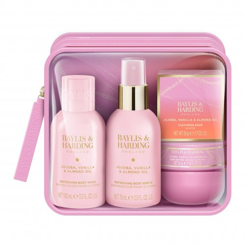 Baylis & Harding Jojoba, Vanilla & Almond Oil Luxury Travel Wash Bag Gift Set Dāvanu komplekts