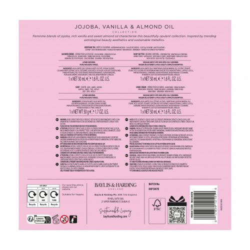 Baylis & Harding Jojoba, Vanilla & Almond Oil Luxury Pamper Tin Gift Set Dāvanu komplekts