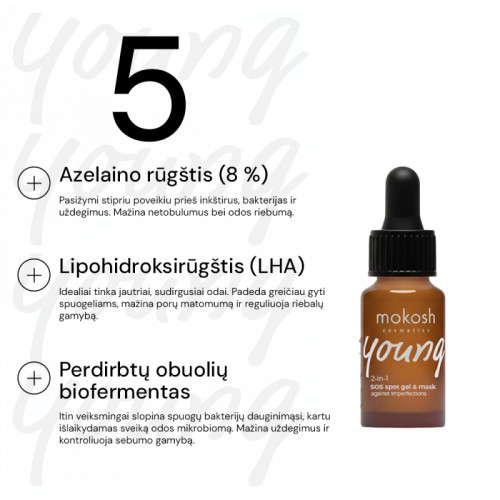 Mokosh Young SOS Spot Gel & Mask Against Imperfections Gels / maska pret pinnēm 12ml