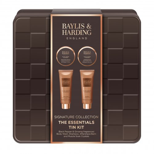 Baylis & Harding Black Pepper & Ginseng Men's The Essentials Tin Kit Gift Set Dāvanu komplekts vīriešiem