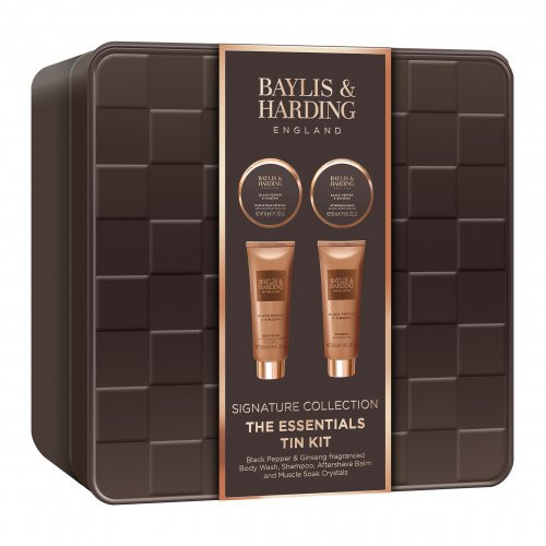 Baylis & Harding Black Pepper & Ginseng Men's The Essentials Tin Kit Gift Set Dāvanu komplekts vīriešiem