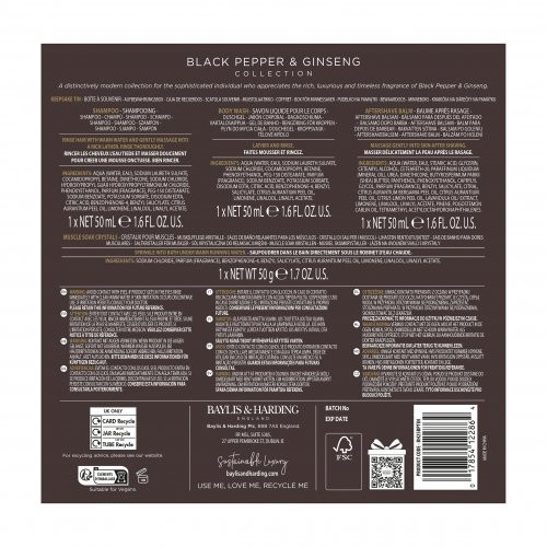 Baylis & Harding Black Pepper & Ginseng Men's The Essentials Tin Kit Gift Set Dāvanu komplekts vīriešiem