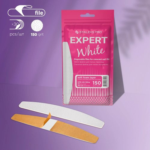 Staleks EXPERT 40 Disposable Files For Crescent Nail File Vienreizlietojamie pusmēness nagu vīles 30gab.