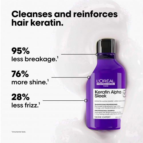 L'Oréal Professionnel Keratin Alpha Sleek Shampoo Izlīdzinošs šampūns 300ml