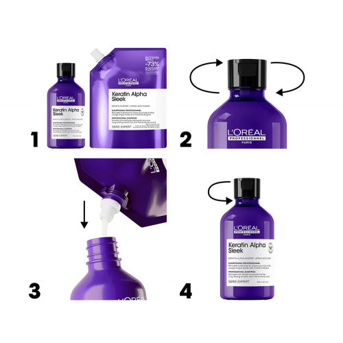 L'Oréal Professionnel Keratin Alpha Sleek Shampoo Izlīdzinošs šampūns 300ml