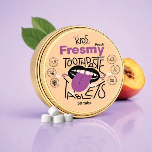Fresmy Peach Toothpaste Tablets Zobu pastas tabletes bērniem 30 tabs