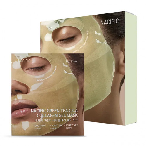 NACIFIC Green Tea Cica Collagen Gel Mask Kolagēna gēla maska ​​ar zaļo tēju un Āzijas centellas kompleksu 1gab.