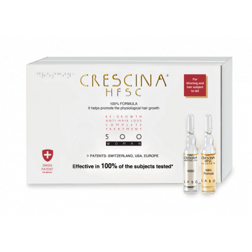 Crescina Re-Growth HFSC 500 Complete Treatment Woman Matu augšanas komplekss sievietēm 20amp. (10+10)