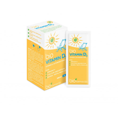 Biofarmacija Vitamīns D3 uztura bagātinātājs 20 packets