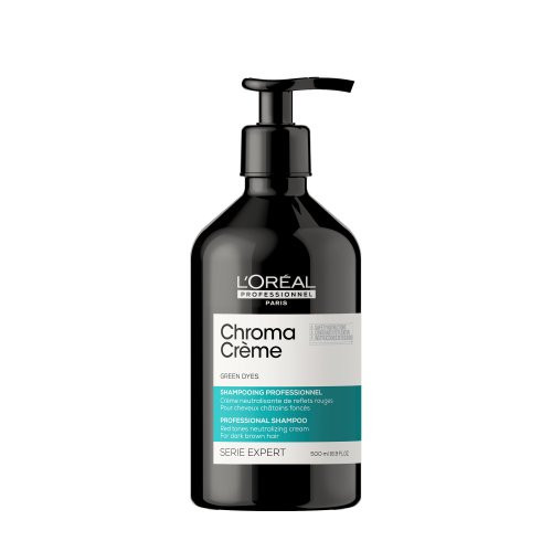 L'Oréal Professionnel Chroma Creme Green Dyes Shampoo Krēmveida šampūns kas neitralizē sarkanos apakštoņus tumši brūnos matos 300ml
