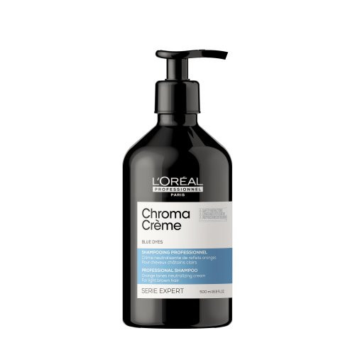 L'Oréal Professionnel Chroma Creme Blue Dyes Shampoo Krēmveida šampūns kas neitralizē vara (oranžos) apakštoņus gaiši brūnos matos 300ml