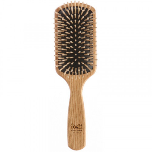 TEK Natural Paddle Brush with Short Pins Taisnstūra matu suka no dabīgā koka, liela 1gab.