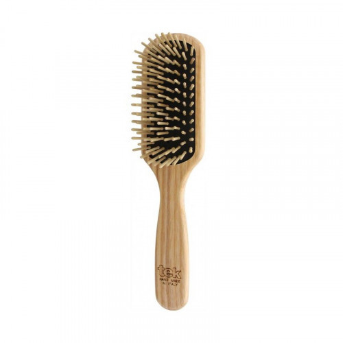 TEK Natural Paddle Brush with Short Pins Taisnstūra matu suka no dabīgā koka, liela 1gab.