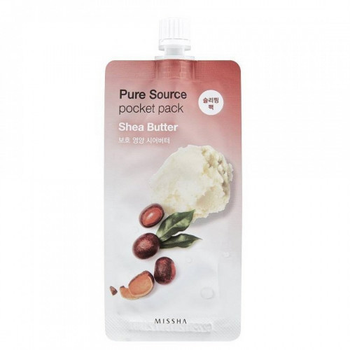 Missha Pure Source Pocket Shea Butter Sejas maska ar šī sviestu 10ml