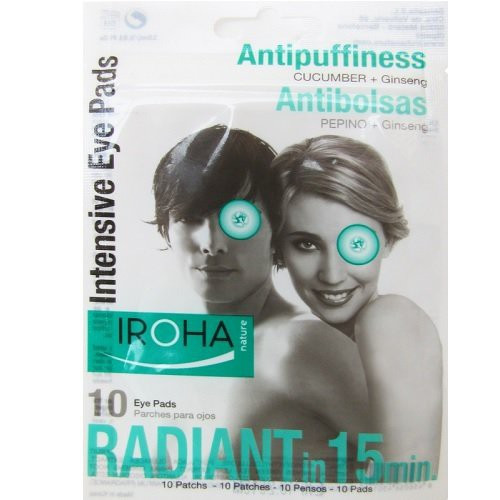 IROHA Antipuffiness Cucumber + Ginseng Eye Pads Atsvaidzinoša un atjaunojoša maska acu zonai ar gurķu un žeņšeņa estraktu 10gab.