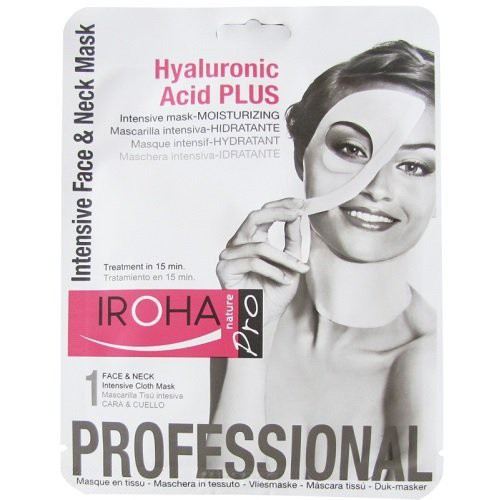 IROHA Professional Hyaluronic Acid Plus Face & Neck Intensīvi mitrinoša maska sejai un kaklam, ar hialuronskābes serumu 32ml