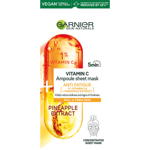 Garnier Vitamin C Ampoule Sheet Mask Ampula- lokšņu maska pret nogurumu 15g