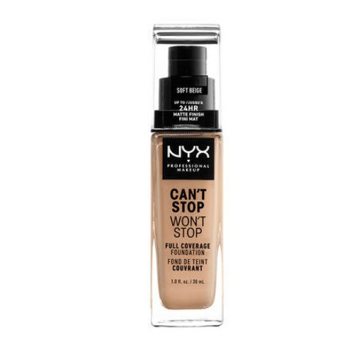 NYX Professional Makeup	 Can't Stop Won't Stop Full Coverage Foundation Tonālais krēms 30ml, 7.5 Soft Beige