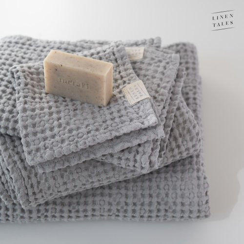 Linen Tales Light Grey Linen & Cotton Honeycomb Waffle Towel Vannas dvielis 30x30cm