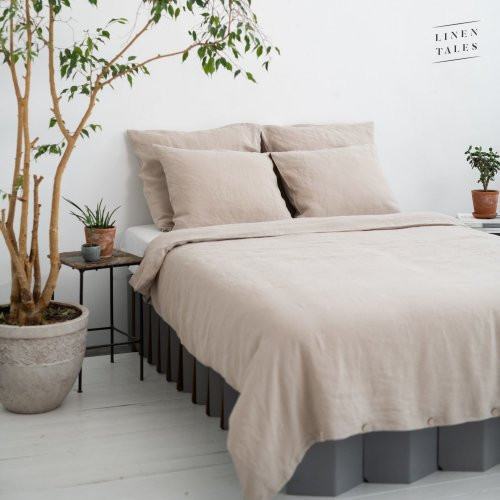 Linen Tales Warm Sand Hemp Duvet Cover Set Kaņepju šķiedras gultasveļas komplekts 200x200 50x70*2