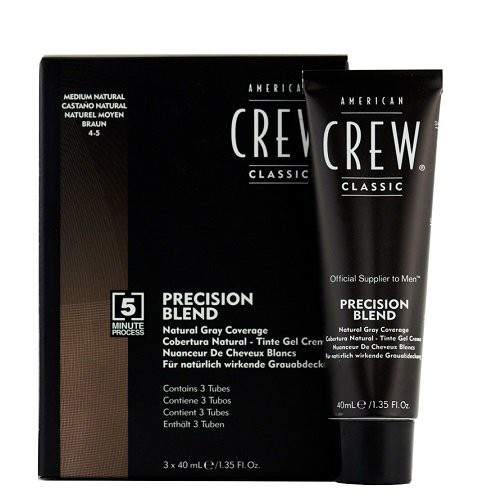 American Crew Precision Blend Medium Natural Braun 4-5 Matu krāsošanas sistēma vīriešiem (dabīgi brūns) 3x40ml