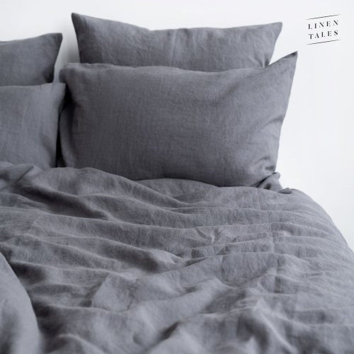 Linen Tales Dark Grey Linen Duvet Cover Set Lina gultas veļas komplekts 200x200 50x70*2
