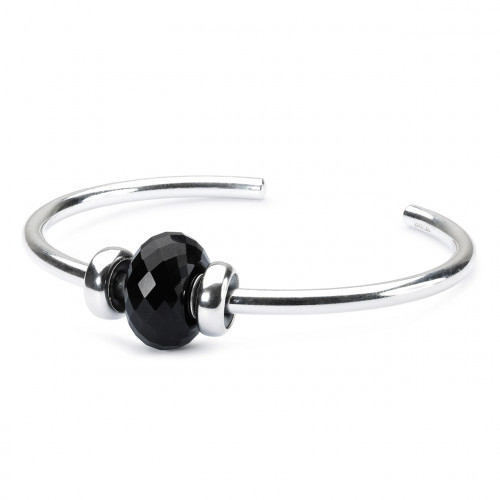 Trollbeads Sudraba Bangle aproces komplekts ar Melno Oniksu XXS