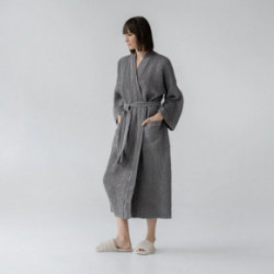 KlipShop Dāvanu komplekts Linen Tales Dark Grey Lina halāts + Haan ziepes rokām S-M